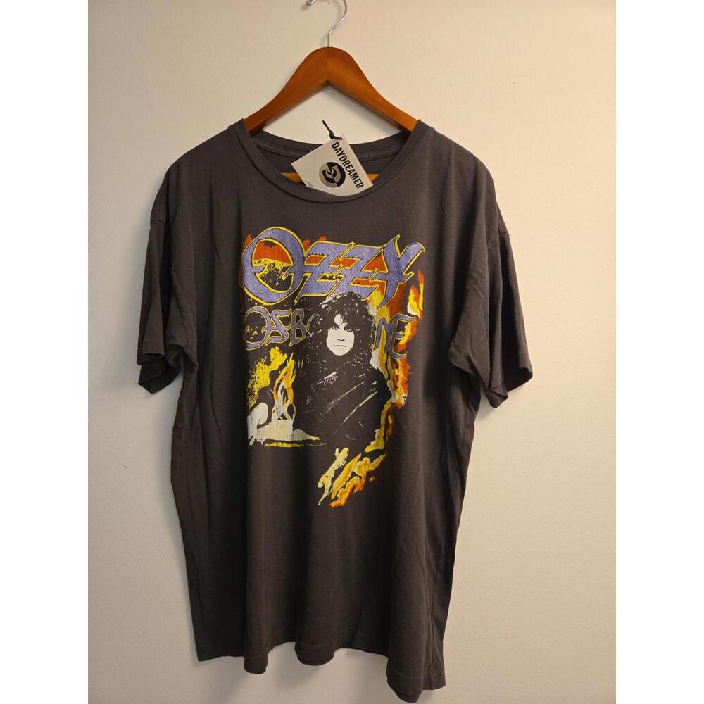 Daydreamer Ozzy Graphic Short Sleeve Tee in Charcoal with Yellow & Orange Print